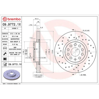 Bremsscheibe VA Xtra 09.9772.1X Bremsscheibe VA Xtra 09.9772.1X