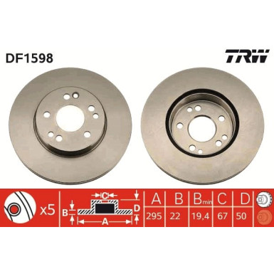 Bremsscheibe Db P. W124 280 DF1598 Bremsscheibe Db P. W124 280 DF1598