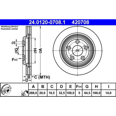 Bremsscheibe Jaguar T. S-Type/Xj 2,5-4,2 99-09 24.0120-0708.1