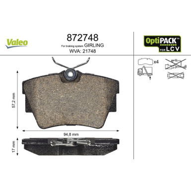 VALEO Bremsbeläge 872748 VALEO Bremsbeläge 872748