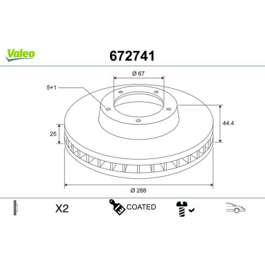 VALEO Bremsscheibe 672741 COATED