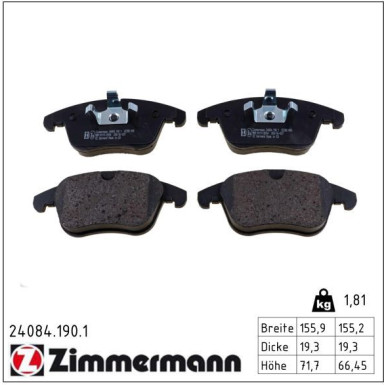 ZIMMERMANN Bremsbeläge 24084.190.1 ZIMMERMANN Bremsbeläge 24084.190.1