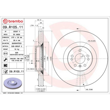 15 481 065 Bremsscheibe VA 09.R105.11 15 481 065 Bremsscheibe VA 09.R105.11