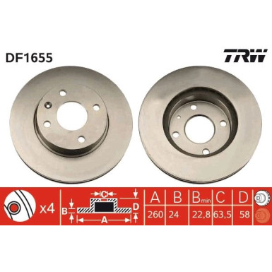 51 481 022 Bremsscheibe VA DF1655 51 481 022 Bremsscheibe VA DF1655