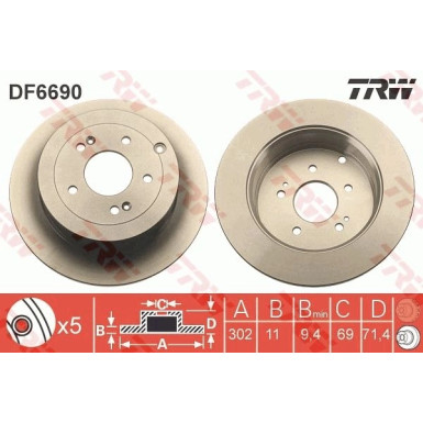 80 482 033 Bremsscheibe HA DF6690 80 482 033 Bremsscheibe HA DF6690