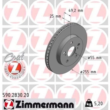 82 481 186 Bremsscheibe VA 590.2830.20