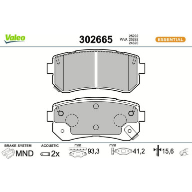 VALEO Bremsbeläge 302665 ESSENTIAL