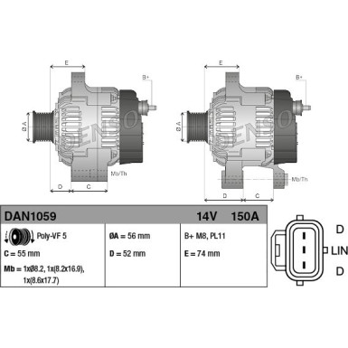 DENSO Generator DAN1059 DENSO Generator DAN1059