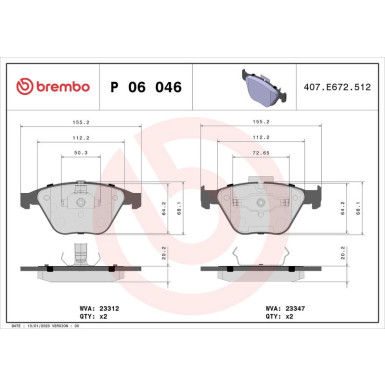 BREMBO Bremsklötze VA P 06 046 BREMBO Bremsklötze VA P 06 046