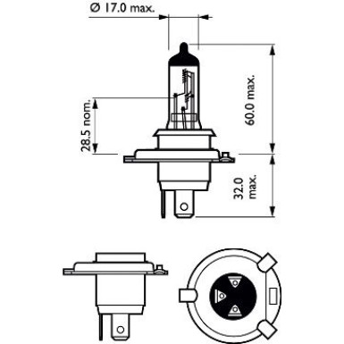 H4 12V 60/55W P43t-38 X-tremeVision Pro150 2 Stück Philips 2-STK Doppelpackung 12342XVPS2