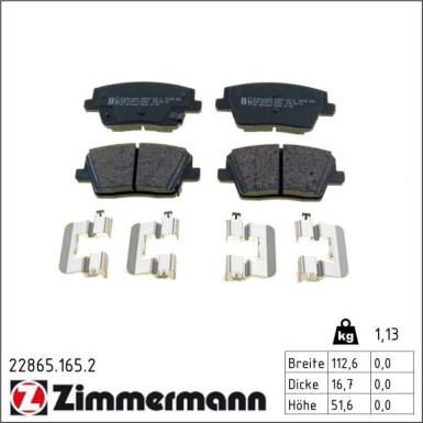 ZIMMERMANN Bremsbelagsatz, Scheibenbremse 22865.165.2 ZIMMERMANN Bremsbelagsatz, Scheibenbremse 22865.165.2