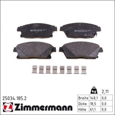 ZIMMERMANN Bremsbeläge 25034.185.2 ZIMMERMANN Bremsbeläge 25034.185.2