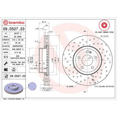Bremsscheibe VA Co-Cast 09.D527.23 Bremsscheibe VA Co-Cast 09.D527.23
