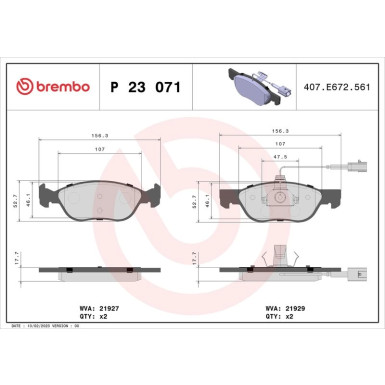 BREMBO Bremsklötze VA P 23 071 BREMBO Bremsklötze VA P 23 071