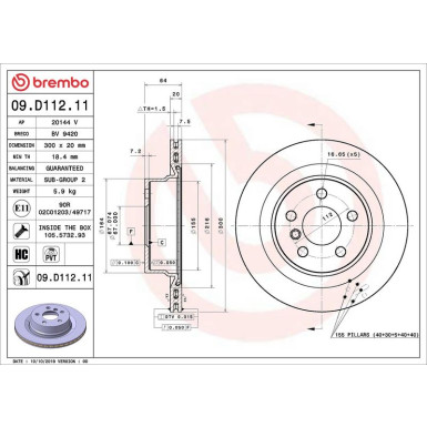 Bremsscheibe HA BMW PRIME LINE - UV Coated 09.D112.11 Bremsscheibe HA BMW PRIME LINE - UV Coated 09.D112.11