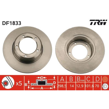 Bremsscheibe Land Rover P. Defen/Disc 298X14 DF1833 Bremsscheibe Land Rover P. Defen/Disc 298X14 DF1833