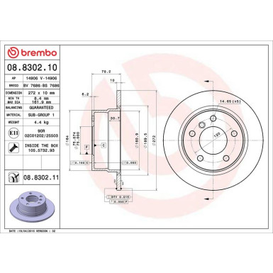 11 482 024 Bremsscheibe HA 08.8302.11 11 482 024 Bremsscheibe HA 08.8302.11