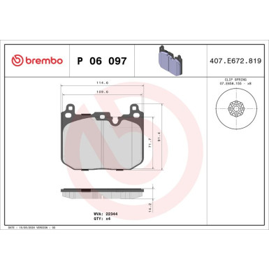 BREMBO Bremsklötze VA MINI Countryman, Clubman 14 PRIME LINE P 06 097 BREMBO Bremsklötze VA MINI Countryman, Clubman 14 PRIME LINE P 06 097