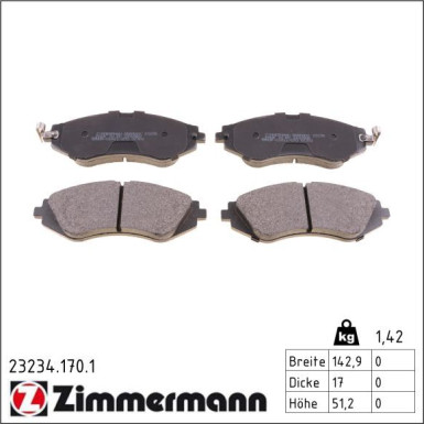 ZIMMERMANN Bremsbeläge 23234.170.1 ZIMMERMANN Bremsbeläge 23234.170.1