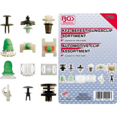 BGS Kfz-Befestigungsclip-Sortiment für Audi, VW 160-tlg 9044