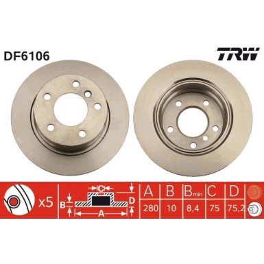 TRW Bremsscheibe DF6106 TRW Bremsscheibe DF6106