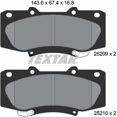 Bremsbelagsatz Toyota P. Hilux 07- 2.5D4D 4X4 2520901 Bremsbelagsatz Toyota P. Hilux 07- 2.5D4D 4X4 2520901