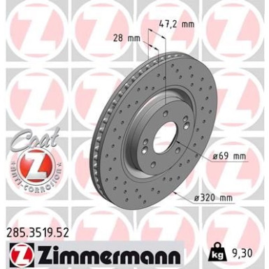 80 481 036 Sport Bremsscheibe VA Sport 285.3519.52 80 481 036 Sport Bremsscheibe VA Sport 285.3519.52