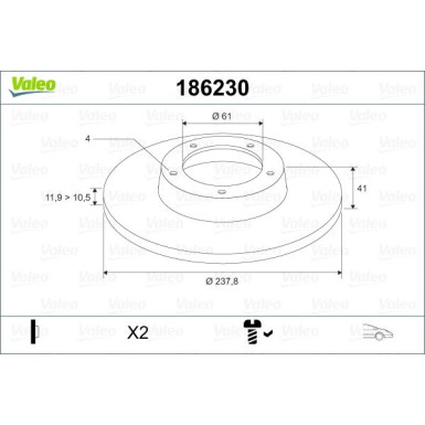 VALEO Bremsscheibe 186230 VALEO Bremsscheibe 186230
