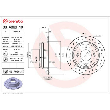 Bremsscheibe HA HYUNDAI i30,ix35,KIA 07 XTRA LINE - Xtra 08.A869.1X Bremsscheibe HA HYUNDAI i30,ix35,KIA 07 XTRA LINE - Xtra 08.A869.1X