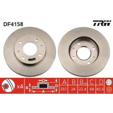 80 481 016 Bremsscheibe VA DF4158 80 481 016 Bremsscheibe VA DF4158