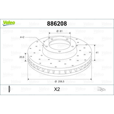 VALEO Bremsscheibe 886208 VALEO Bremsscheibe 886208