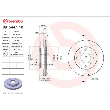 85 481 026 Bremsscheibe VA 09.5447.10 85 481 026 Bremsscheibe VA 09.5447.10