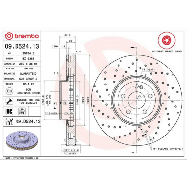Bremsscheibe VA Co-Cast 09.D524.13 Bremsscheibe VA Co-Cast 09.D524.13
