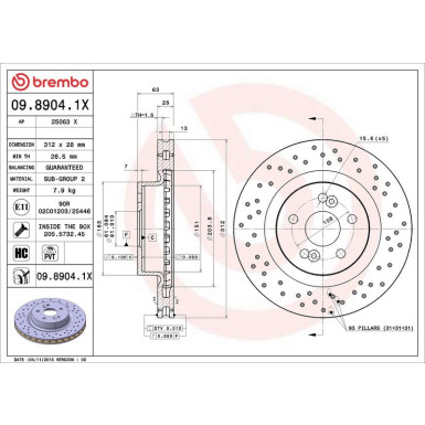 Bremsscheibe VA Xtra 09.8904.1X Bremsscheibe VA Xtra 09.8904.1X