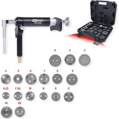 KS TOOLS Bremszylinder-Kolben-Werkzeugsatz mit Pneumatikspindel, 18-teilig 150.2000