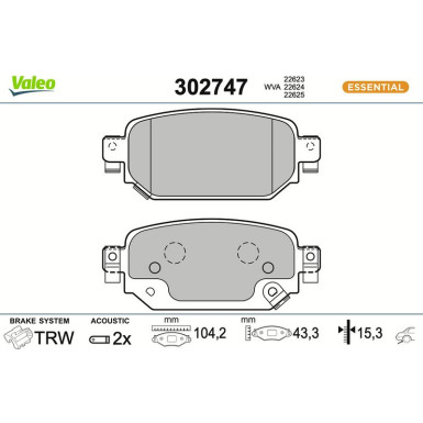 VALEO Bremsbeläge 302747 VALEO Bremsbeläge 302747