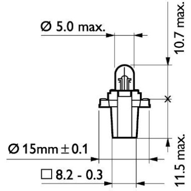 BAX 8,3s/1,35 Grey 24V.1,2W.Lampe 13597CP