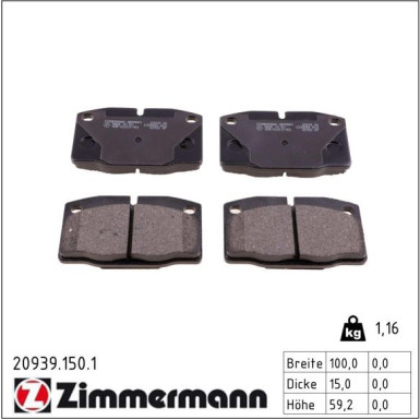 ZIMMERMANN Bremsbeläge 20939.150.1 ZIMMERMANN Bremsbeläge 20939.150.1