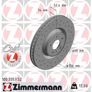 12 481 054 Sport Bremsscheibe VA Sport 100.3357.52 12 481 054 Sport Bremsscheibe VA Sport 100.3357.52