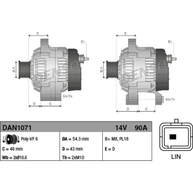DENSO Generator DAN1071 DENSO Generator DAN1071