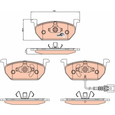 Bremsklötze VA AUDI,SEAT,SKODA,VW Golf 12 COTEC GDB2080