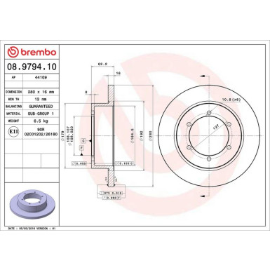 72 482 046 Bremsscheibe HA NISSAN,RENAULT PRIME LINE 08.9794.10