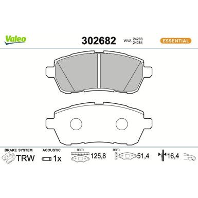 VALEO Bremsbeläge 302682 ESSENTIAL VALEO Bremsbeläge 302682 ESSENTIAL