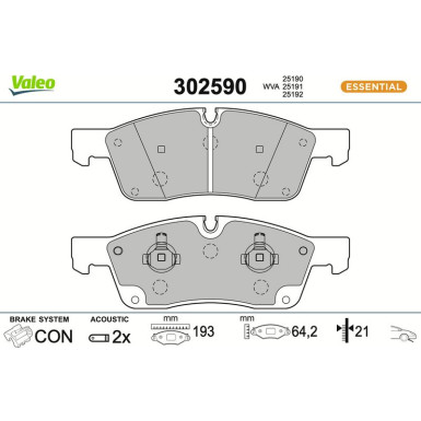 VALEO Bremsbeläge 302590 VALEO Bremsbeläge 302590