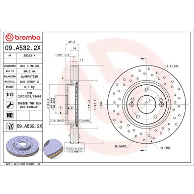 Bremsscheibe VA Xtra 09.A532.2X Bremsscheibe VA Xtra 09.A532.2X