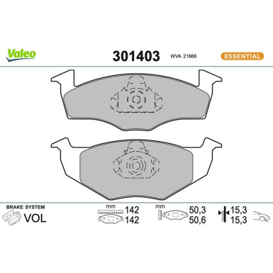 VALEO Bremsbeläge 301403 VALEO Bremsbeläge 301403
