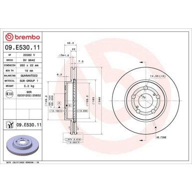 Bremsscheibe VA TOYOTA Yaris 20 PRIME LINE - UV Coated 09.E530.11 Bremsscheibe VA TOYOTA Yaris 20 PRIME LINE - UV Coated 09.E530.11