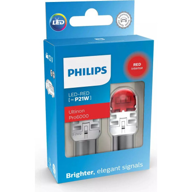 LED P21W 12V 2,3W Ultinon Pro6000 SI Red Intense NOECE 2 Stück Philips Ultinon Pro6000 LED-SI 11498RU60X2