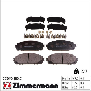 ZIMMERMANN Bremsbeläge 22070.180.2 ZIMMERMANN Bremsbeläge 22070.180.2