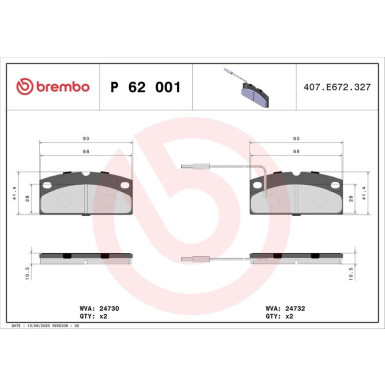 BREMBO Bremsklötze VA AIXAM A.721, A.741, Crossline 05 PRIME LINE P 62 001 BREMBO Bremsklötze VA AIXAM A.721, A.741, Crossline 05 PRIME LINE P 62 001